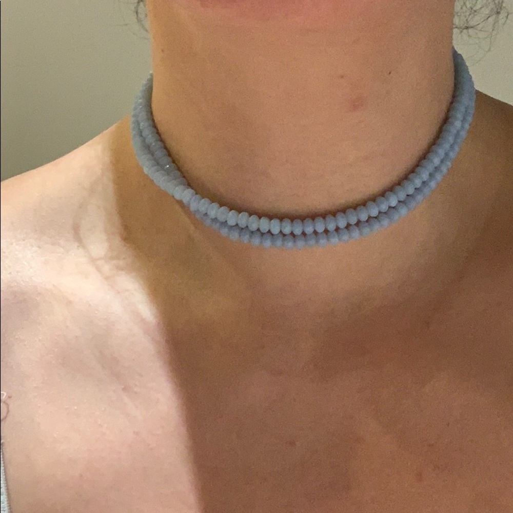 HAND MADE! Baby blue stone choker